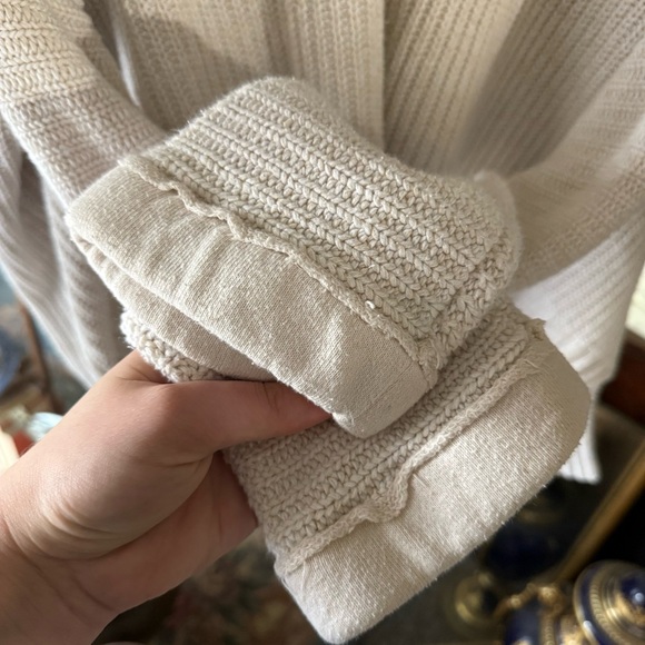 Free People Oversized Knit Long Butterfly Sleeve Cream Ivory Sweater - Picture 4 of 9